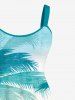 Tenue de Plage Grande Taille Ombrée Imprimé Cocotier et Vélo en Blocs de Couleurs - Multi-A 