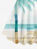 Tenue de Plage Grande Taille Ombrée Imprimé Cocotier et Vélo en Blocs de Couleurs - Multi-A 