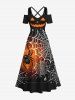 Halloween Costume Pumpkin Spider Web Ombre Colorblock Print Plus Size Matching Outfit For Couples -  