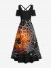 Halloween Costume Pumpkin Spider Web Ombre Colorblock Print Plus Size Matching Outfit For Couples -  