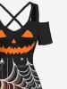 Halloween Costume Pumpkin Spider Web Ombre Colorblock Print Plus Size Matching Outfit For Couples -  