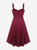 Robe Mi-Longue Haute Basse Zippée Bouclée Grande Taille à Lacets avec Œillet - Rouge foncé 3X | US 22-24