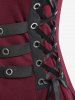 Robe Mi-Longue Haute Basse Zippée Bouclée Grande Taille à Lacets avec Œillet - Rouge foncé 3X | US 22-24