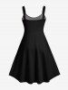 Robe D'Halloween Citrouille Crâne Fleur Imprimées Grande Taille - Noir S