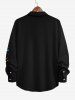 Plus Size Halloween Hat Skulls Skeleton Flowers Pumpkin Print Buttons Long Sleeve Shirt For Men -  
