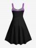 Plus Size Coconut Tree Neon Light Print Hawaii Tank Dress -  