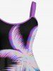 Plus Size Coconut Tree Neon Light Print Hawaii Tank Dress -  