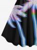 Plus Size Coconut Tree Neon Light Print Hawaii Tank Dress -  