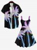 Plus Size Coconut Tree Neon Light Print Hawaii Tank Dress -  