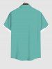 Plus Size Coconut Tree Mountain Sea Ombre Colorblock Print Buttons Pocket Hawaii Shirt For Men -  