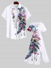 Robe Mi-longue Fendue Imprimé Plume et Fleurs à Glands Grande Taille - Blanc 6X