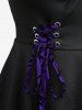 Plus Size Floral Flocking Tulip Hem Layered Ruffles Lace Up Ruched Heart Buckles Tank Top -  
