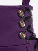 Jupe gothique grande taille à lacets et boutons, bretelles asymétriques - Pourpre  1X | US 14-16