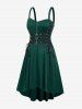 Plus Size Grommets Lace Up Buckles Zipper High Low Midi Dress -  