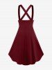 Gothic Plus Size Lace-up Buttons High Low Suspenders Skirt -  
