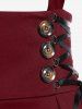 Gothic Plus Size Lace-up Buttons High Low Suspenders Skirt -  