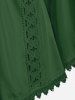 Plus Size Lace Trim Hollow Out Cinched Flare Sleeves T-shirt -  
