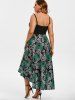 Plus Size Chiffon Skull Floral Printed Grommets High Low Halloween Dress -  