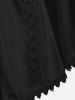 Plus Size Lace Trim Hollow Out Cinched Flare Sleeves T-shirt -  