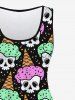 Gothic Skull Ice Cream Print Sleeveless A Line Dress -  