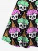 Gothic Skull Ice Cream Print Sleeveless A Line Dress -  