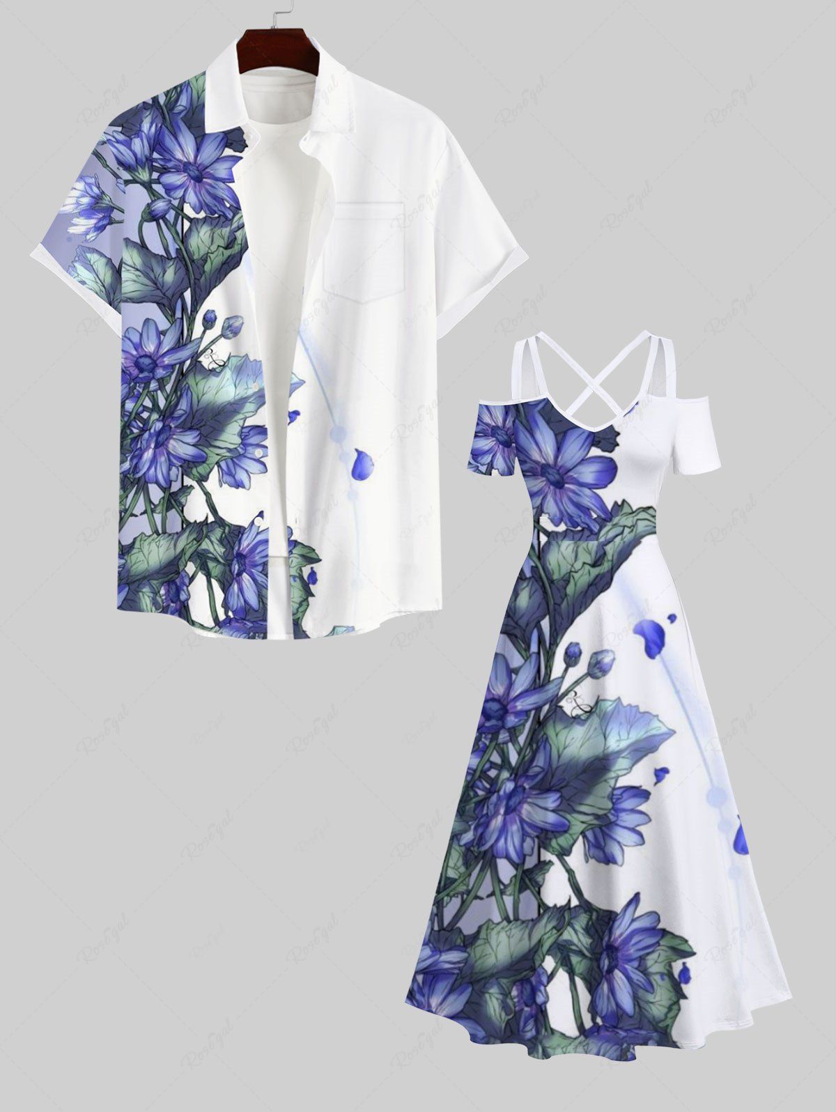Contrastant Imprimé Feuilles Tropicales Grande Taille pour la Plage Multi-A 