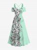 Tropical Leaf Hibiscus Flower Print Plus Size Matching Hawaii Beach Outfit For Couples -  