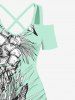 Tropical Leaf Hibiscus Flower Print Plus Size Matching Hawaii Beach Outfit For Couples -  