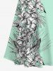 Tropical Leaf Hibiscus Flower Print Plus Size Matching Hawaii Beach Outfit For Couples -  