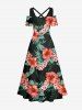 Tenue de Plage à Imprimé Fleurs et Feuilles Tropicales Grande-Taille pour Couples - Multi-A 