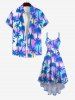 Plus Size Ombre Tie Dye Coconut Tree Print High Low Hawaii Cami Dress -  