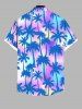 Plus Size Ombre Tie Dye Coconut Tree Print Buttons Pocket Hawaii Shirt For Men -  
