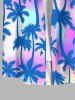 Plus Size Ombre Tie Dye Coconut Tree Print Buttons Pocket Hawaii Shirt For Men -  