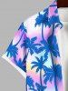 Plus Size Ombre Tie Dye Coconut Tree Print Buttons Pocket Hawaii Shirt For Men -  
