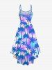 Plus Size Ombre Tie Dye Coconut Tree Print High Low Hawaii Cami Dress -  