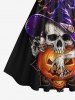 Plus Size Halloween Costume Pumpkin Skull Bat Hat Print 1950s Vintage Dress -  