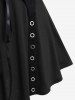 Plus Size Lace Up Grommet Ruffles Colorblock Long Sleeves Tee -  