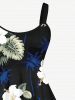 Plus Size Tropical Leaves Floral Coconut Tree Print Hawaii A Line Tank Dress -  