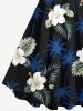 Plus Size Tropical Leaves Floral Coconut Tree Print Hawaii A Line Tank Dress -  