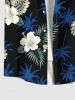 Chemise Imprimé Cocotier Floral Tropical à Boutons Grande Taille avec Poche pour Homme - Noir S
