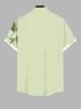 Chemise hawaïenne à imprimé floral et feuilles grande taille avec poche boutonnée pour homme - Vert clair 3XL