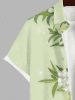 Chemise hawaïenne à imprimé floral et feuilles grande taille avec poche boutonnée pour homme - Vert clair 3XL