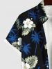 Plus Size Tropical Leaves Floral Coconut Tree Print Hawaii Button Pocket Shirt For Men -  