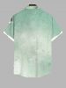 Plus Size Flower Leaves Sea Waves Print Hawaii Ombre Button Pocket Shirt For Men -  