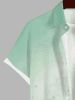 Plus Size Flower Leaves Sea Waves Print Hawaii Ombre Button Pocket Shirt For Men -  