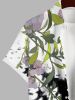 Chemise hawaïenne à poches boutons, imprimé colorblock de fleurs et de branches, grande taille, pour hommes - Multi-A 3XL