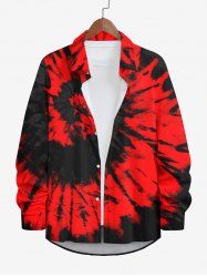 Plus Size Spiral Tie Dye Print Halloween Button Shirt For Men -  