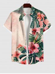 Chemise Imprimé à Fleurs et Feuilles Tropicales Grande Taille avec Boutons pour Homme - Multi-A 6XL