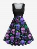 Halloween Costume Colorful Skulls Stars Print Plus Size Matching Outfit For Couples -  