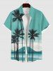 Short de Plage Grande Taille Imprimé Cocotier Floral Contrastant - Vert 